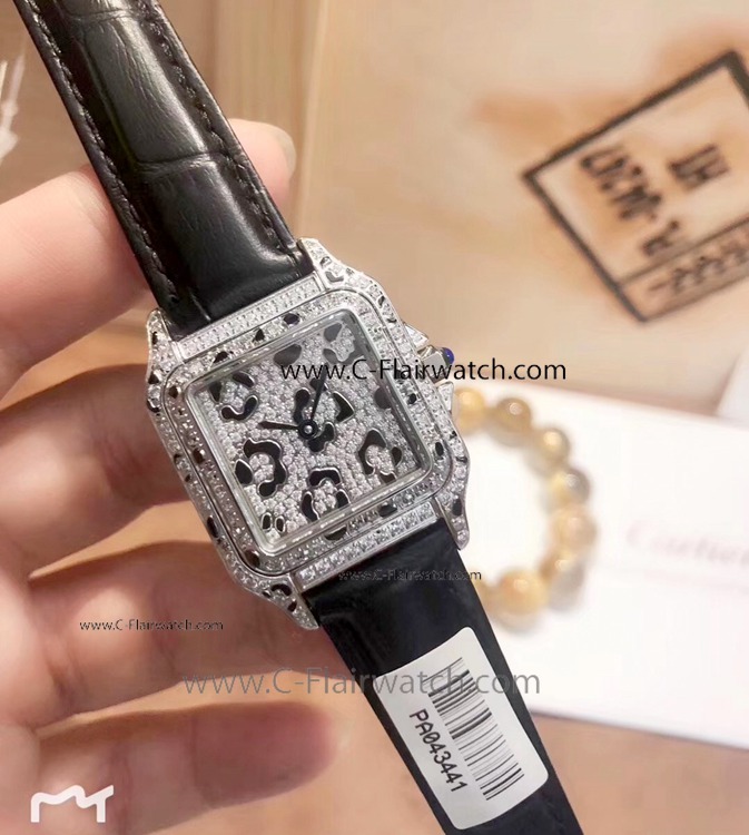 2019 New Cartier Panthere de Leopard Dial Leather Strap Watch